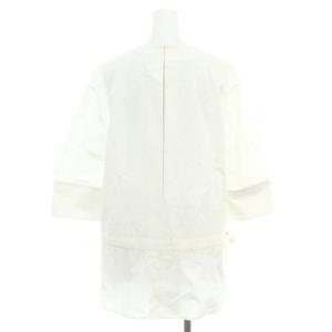 JIL SANDER コットン バックオープン ウエストギャザー ハーフスリーブ チュニック 七分袖 36 白 ホワイト /MI