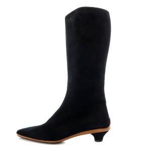 Salvatore Ferragamo ブーツ ロング ハイヒール ポインテッドトゥ スエード 6.5 24cm 黒 ブラック