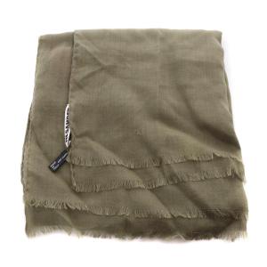 JIL SANDER ロゴプリント カシミヤ シルク 大判ストール カーキ 緑