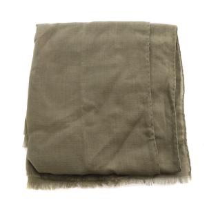 JIL SANDER ロゴプリント カシミヤ シルク 大判ストール カーキ 緑