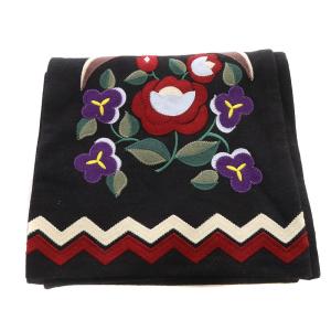KEITA MARUYAMA フラワーパッチ ウール マフラー ストール 黒 ブラック