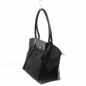 Longchamp ルプリアージュ SHOPPING クラブ トートバッグ ナイロン ロゴ 刺繍 黒 ブラック