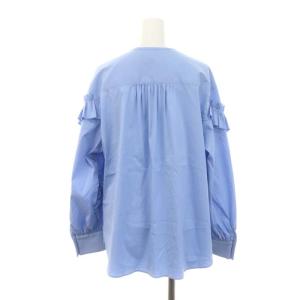 ANAYI 24SS ストレッチブロードフリル ブラウス 長袖 38 水色 ライトブルー
