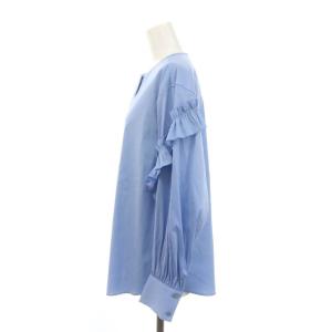 ANAYI 24SS ストレッチブロードフリル ブラウス 長袖 38 水色 ライトブルー