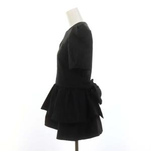 BORDERS at BALCONY ジャガードペプラムトップス ブラウス 半袖 36 黒 ブラック