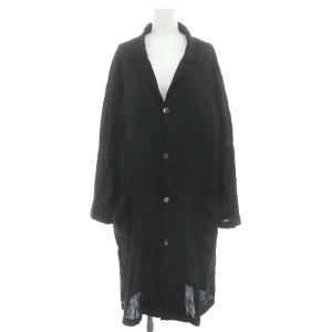 リネンステンカラーコート スプリングコート 薄手 2 黒 ブラック /CX OS