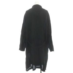 plantation リネンステンカラーコート スプリングコート 薄手 2 黒 ブラック /CX OS