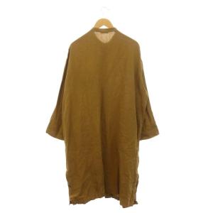 plantation リネンシャツコート バンドカラー 薄手 2 茶 ブラウン /CX OS