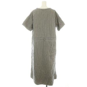 45rpm 綿麻小麦デニムのジャンパードレス ストライプ オフホワイト ネイビー