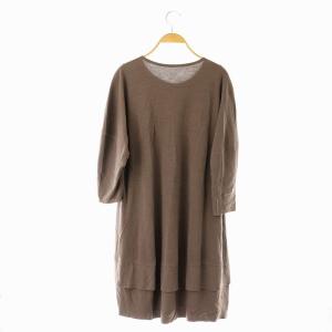 JURGEN LEHL シルクウールスムースチュニック 長袖 ひざ丈 プルオーバー M 茶 ブラウン