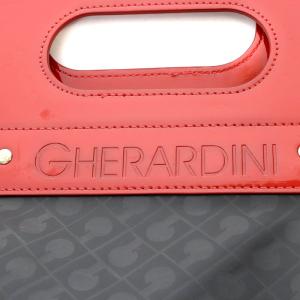 GHERARDINI ハンドバッグ ロゴ柄 黒 ブラック 赤 レッド