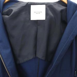 EDIFICE フーデッドスプリングコート ロング S 紺 ネイビー