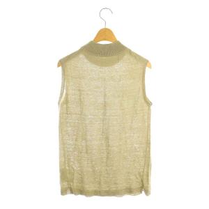 L'Appartement リネン ハイネック カットソー ニット ノースリーブ カーキ