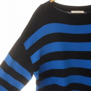 GALERIE VIE 22AW イスラエルギザコットン ボートネックプルオーバー セーター ニット 長袖 F 黒 ブラック 青 ブルー