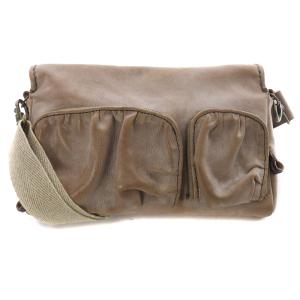 ebagos レザー ショルダーバッグ ロゴ 茶色 ブラウン