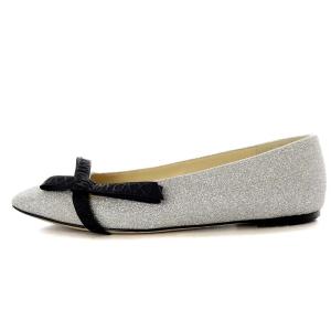 JIMMY CHOO Veda Ballerina リボン グリッター バレエシューズ パンプス フラット スクエアトゥ 36