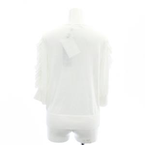 René フリル フェイクパール ニット カットソー 七分袖 34 XS 白 ホワイト