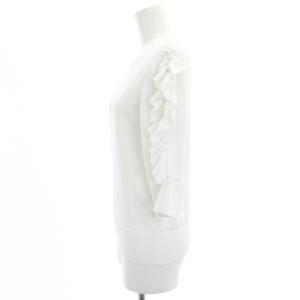 René フリル フェイクパール ニット カットソー 七分袖 34 XS 白 ホワイト