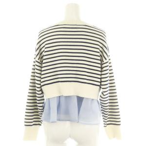 CELFORD 24SS クロップドカーデレイヤードプルオーバー ニット 長袖 Vネック ボーダー F オフホワイト 紺 ライトブルー