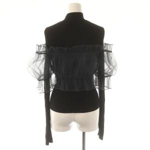 SNIDEL 23AW チュールドッキングニットプルオーバー セーター 長袖 F 黒 紺 ブラック ネイビー