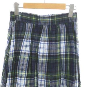 O'NEIL OF DUBLIN タータンチェック柄 フレアスカート ロング マキシ丈 リネン US 6 緑 青 白 黄色