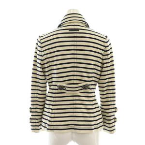 BURBERRY BLUE LABEL ボーダー ダブル 背抜き ジャケット テーラード ロゴボタン 背抜き 38 M アイボリー 紺 ネイビー