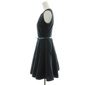 BURBERRY BLUE LABEL ノースリーブ ワンピース ミニ ベルト付き 36 紺 ネイビー