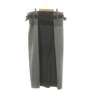 ISSEY MIYAKE Block Bottom スカート ロング タイト ウール 2 グレー 黒 ブラック