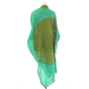 ISSEY MIYAKE 22AW FRONDS 変形プリーツワンピース 2 オリーブグリーン ライトグリーン