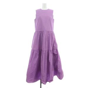 マイクロタフタティアードワンピース ロング ノースリーブ 2 紫 パープル /DF OS