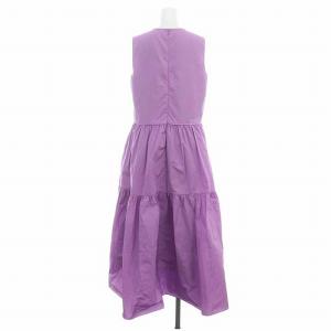 【新品タグ付き】ルルウィルビー マイクロタフタ ティアードワンピース ロング マイクロタフタティアードワンピース ロング ノースリーブ 2 紫