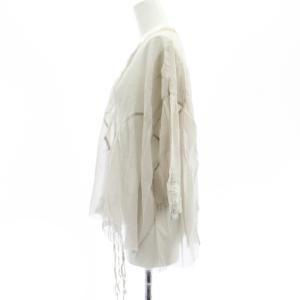 GASA チュールカーディガン 七分袖 シアー シースルー Vネック F グレー