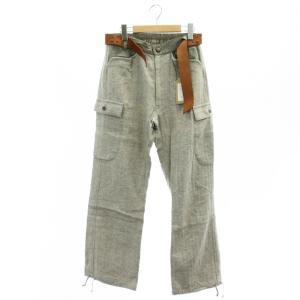 ウールリネンヘリンボーンパンツ カーゴ ストレート 1 S グレー /AT OS