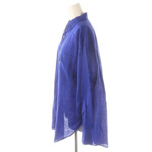 Spick&Span 24SS コットンリネンルーズシャツ ブラウス 長袖 前開き 青 ブルー