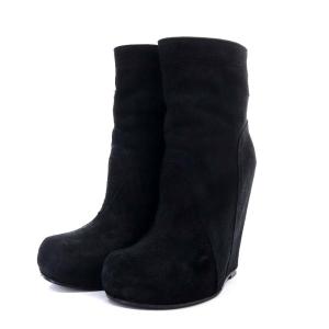 Rick Owens ブーツ ショート ウェッジソール スエード 37 24cm 黒 ブラック