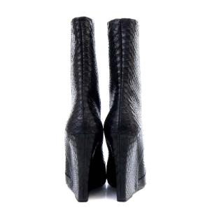 GIUSEPPE ZANOTTI ブーツ ショート ウエッジソール ポインテッドトゥ パイソン レザー 38 25cm 黒 ブラック