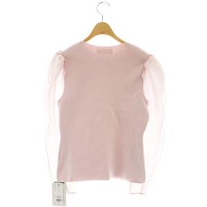 CELFORD 23SS シースルースカラスリーブニット セーター 長袖 切替 パフスリーブ 36 ライトピンク