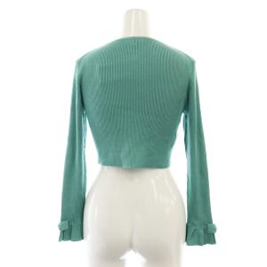TOCCA シルク リボンスリーブ リブニットショートカーディガン 長袖 クロップド XS ミントグリーン