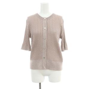 ミックスカラーラメ ハーフスリーブクルーネックカーディガン ピンクベージュ SH /SY OS