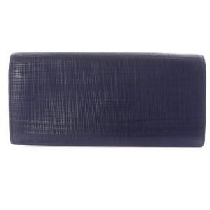 LOEWE LINEN 二つ折り長財布 ロゴ 青 ブルー