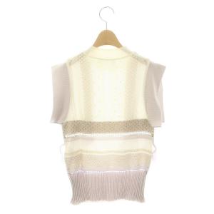 Mame Kurogouchi SASH JAQUARD SLEEVELESS KNIT フリンジノースリーブニット 1 白 ホワイト