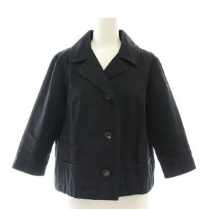 七分袖 ショートジャケット テーラードジャケット 3B リネン混 38 黒 ブラック /ES OS