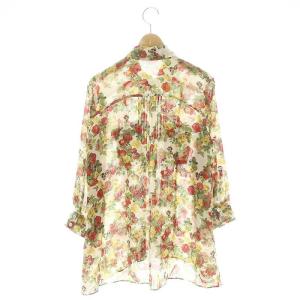 Lois CRAYON 花柄シャツ 長袖 前開き M オフホワイト マルチカラー