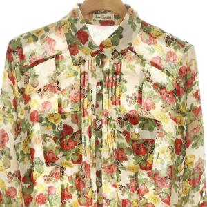 Lois CRAYON 花柄シャツ 長袖 前開き M オフホワイト マルチカラー