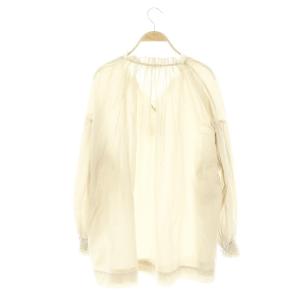 IENA 21SS コットンシルクスキッパーギャザーブラウス 長袖 プルオーバー シルク混 ベージュ