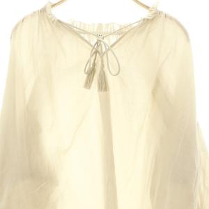 IENA 21SS コットンシルクスキッパーギャザーブラウス 長袖 プルオーバー シルク混 ベージュ