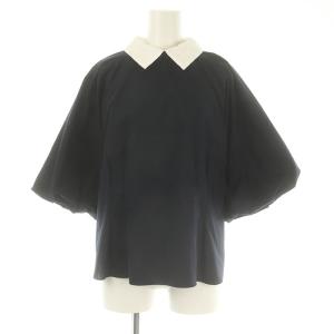 2WAYバルーンスリーブブラウス 七分袖 プルオーバー 38 紺 ネイビー