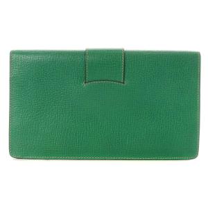 LOEWE 型押しレザー ターンロック クラッチバッグ ロゴ 緑 グリーン