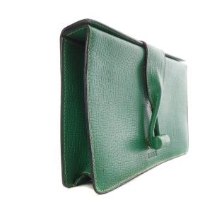 LOEWE 型押しレザー ターンロック クラッチバッグ ロゴ 緑 グリーン