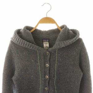 Patagonia ニットパーカー 長袖 セーター ロゴボタン S グレー 緑 グリーン 50995